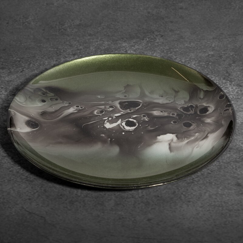 Patera szklana Saba zielona fi 27 x 2 cm – ozdoba stołu