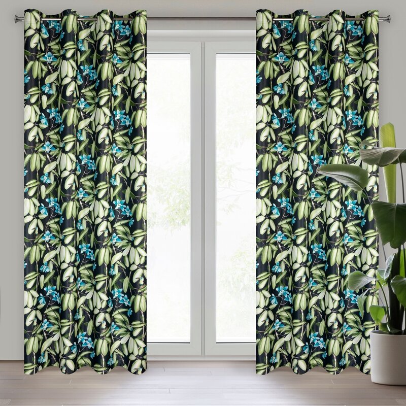 Zasłona gotowa Loni czarna 140 x 250 cm – zaciemnia pomieszczenie
