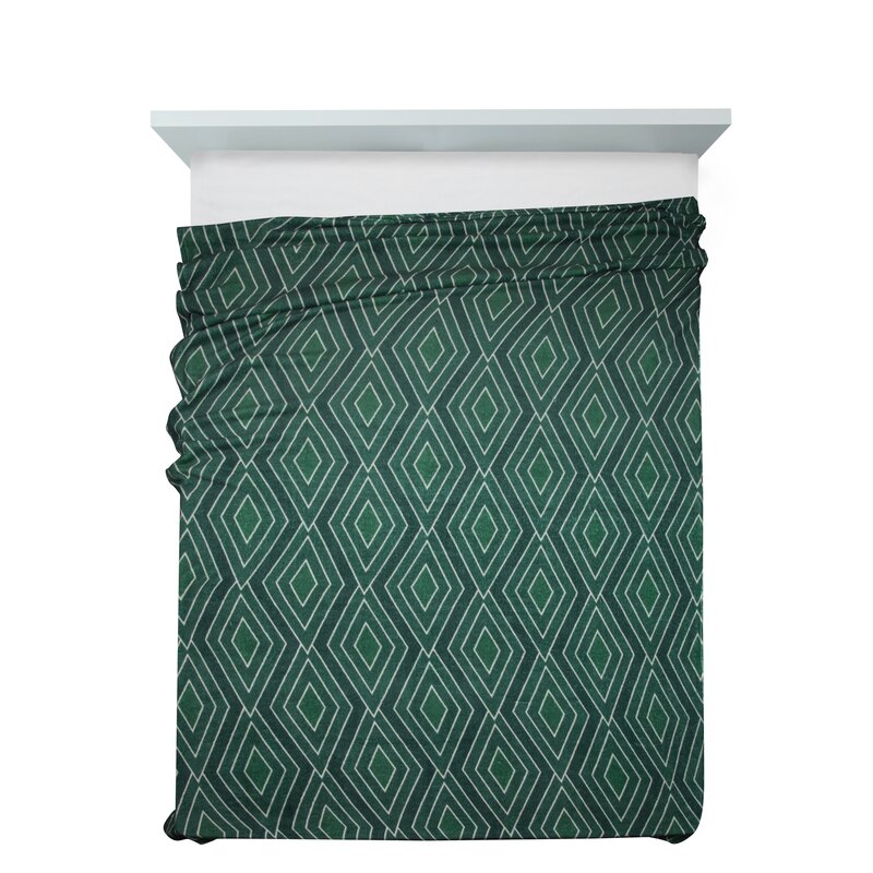 Koc flano Geo zielony 150 x 200 cm – miękki i ciepły