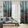 Zasłona gotowa Aline ciemnozielona 140 X 250 cm – welwetowa, bujny motyw