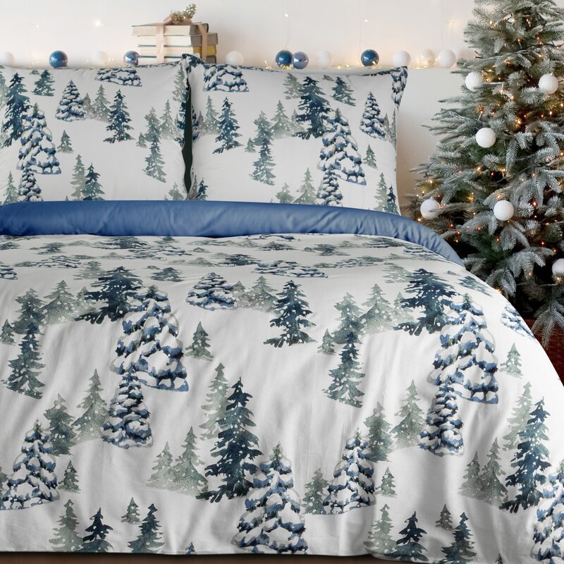 Pościel świąteczna Natal biała 160 x 200 cm – 100% bawełna