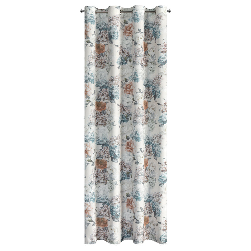 Zasłona gotowa Anett kremowa 140 X 250 cm – z kwiatowym wzorem