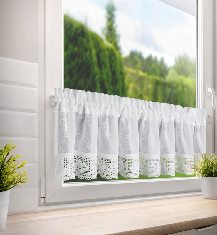 Firana gotowa zazdrostka Lari biała 150 X 30 cm – rozprasza światło