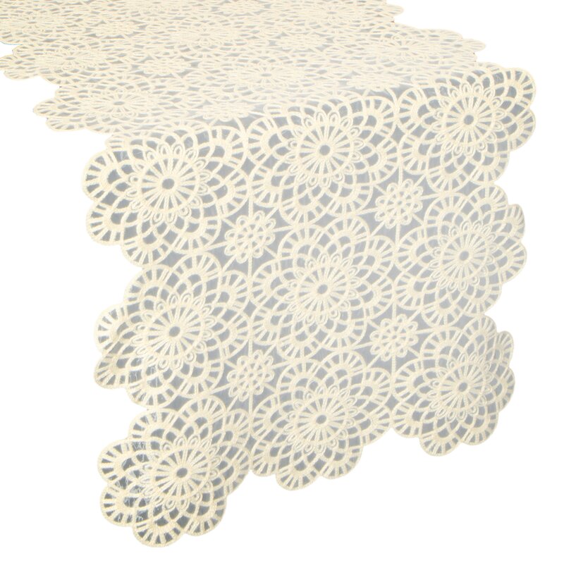 Obrus haftowany biały 35 x 140 cm – łatwy w czyszczeniu
