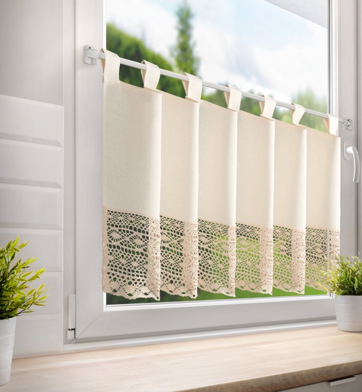 Firana gotowa Maddeline na szelkach jasnobeżowa 150 X 60 CM – subtelna prywatność