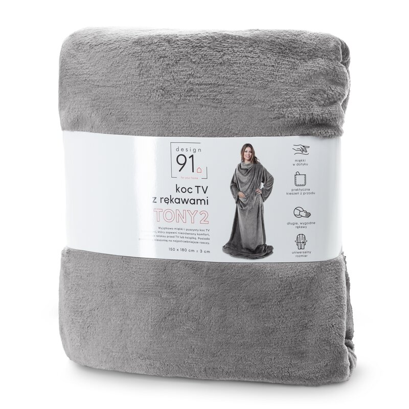 Koc flanelowy stalowy 150 x 180 cm – idealny na wieczory