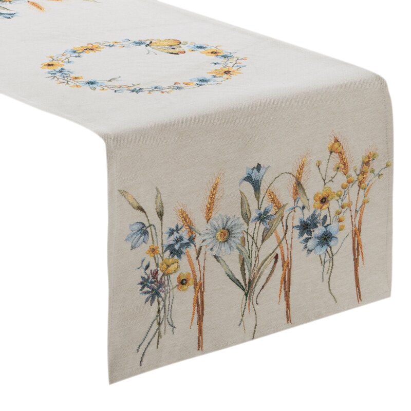 Obrus gobelinowy polne kwiaty naturalny 40x100 cm – wprowadza sielski klimat