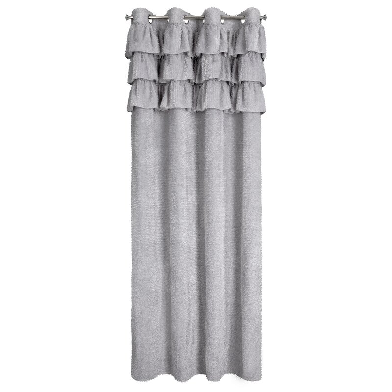 Zasłona gotowa Agis 2 z falbanami srebrna 140 X 250 cm – dodaje wnętrzu lekkości