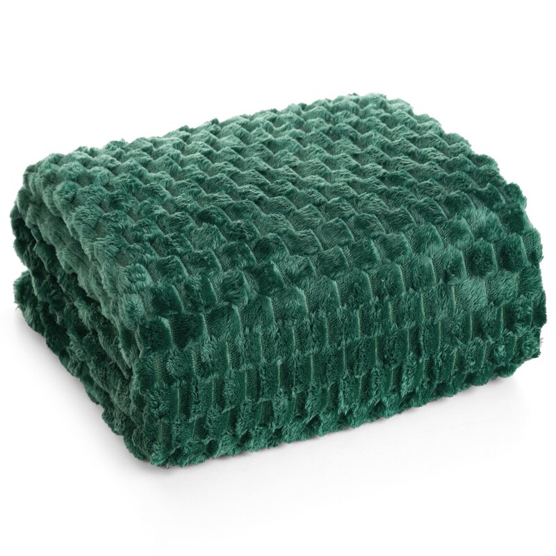 Koc flano Cindy6 ciemnozielony 170 x 210 cm – miękki i ciepły