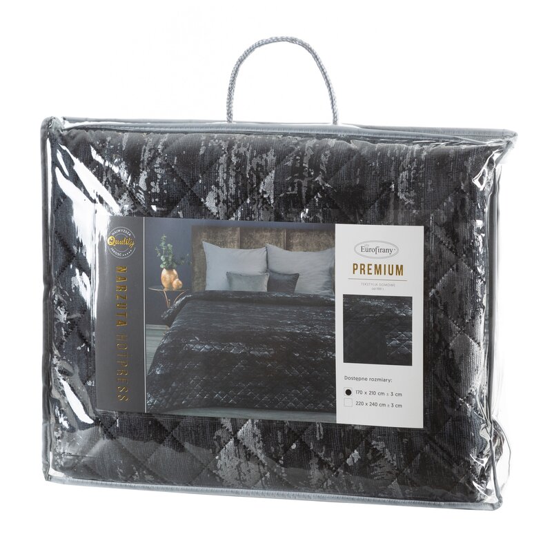 Narzuta welwetowa BLINK 3 czarna 220 x 240 cm – doda blasku sypialni