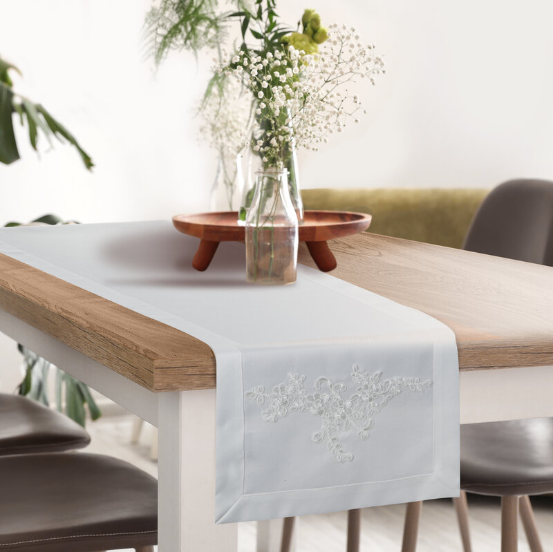 Bieżnik dekoracyjny Bari biały 40 X 140 CM – na uroczysty stół