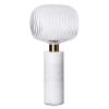 Lampa stołowa Luka biała 32 X 65 cm – marmur i szkło ryflowane