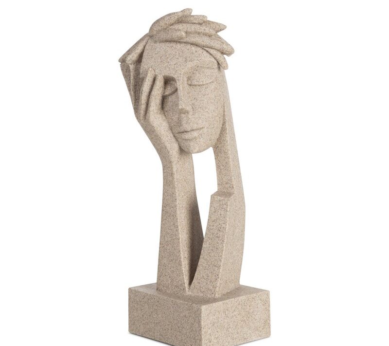 Figurka ceramiczna Logan beżowa 11 X 9 X 28 CM – artystyczna zaduma