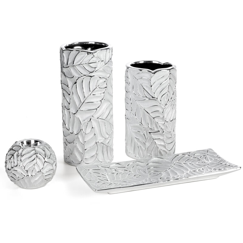 Wazon ceramiczny Miriam srebrny 11 X 11 X 20 CM – na komodę w salonie