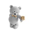 Figurka ceramiczna Eldo srebrna 10 X 7 X 13 CM – uroczy miś z różą
