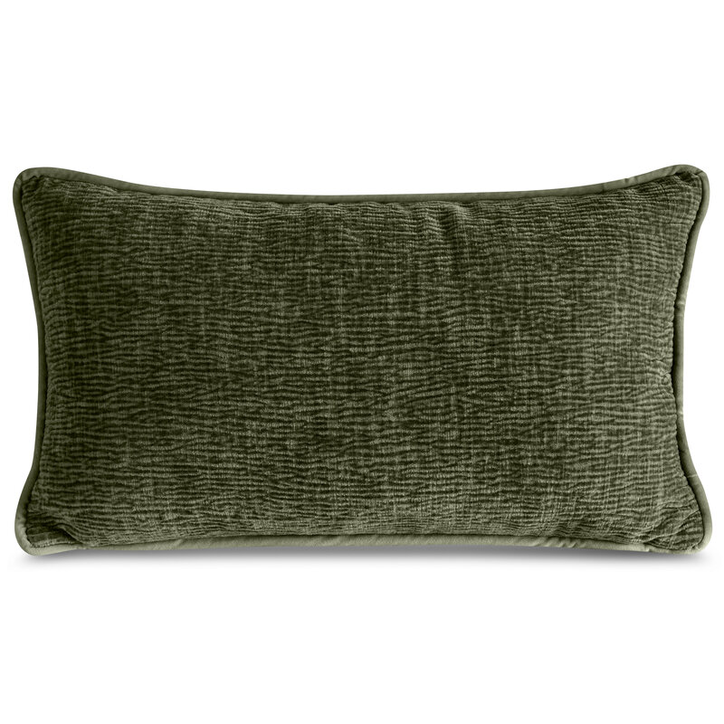 Poszewka szenilowa oliwkowa 30 x 50 cm – dodaje ciepła wnętrzu