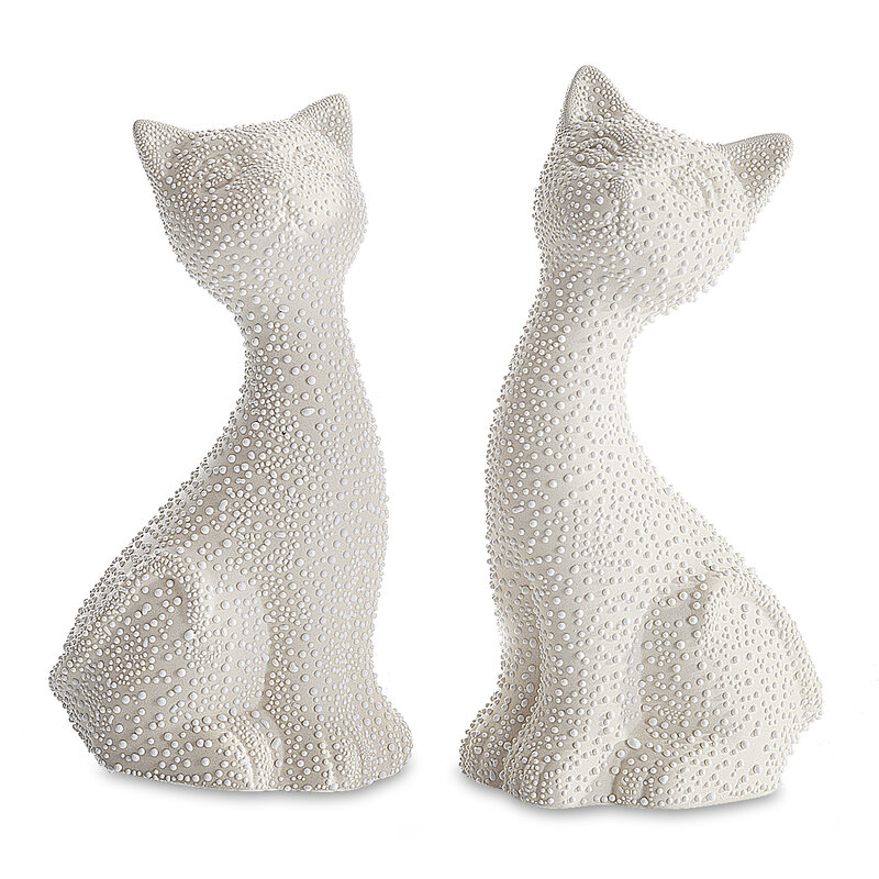 Figurka dekoracyjna RISO kremowa 9 X 7 X 18 CM – uroczy kot ceramiczny
