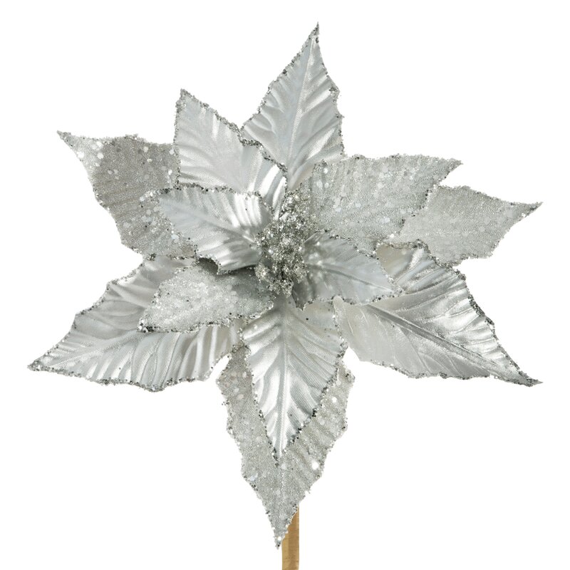 KWIAT ŚWIĄTECZNY 78A 25 CM SREBRNY