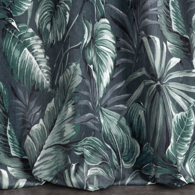 Zasłona gotowa Palermo szara 140 X 250 cm – welwetowa, wzór liści