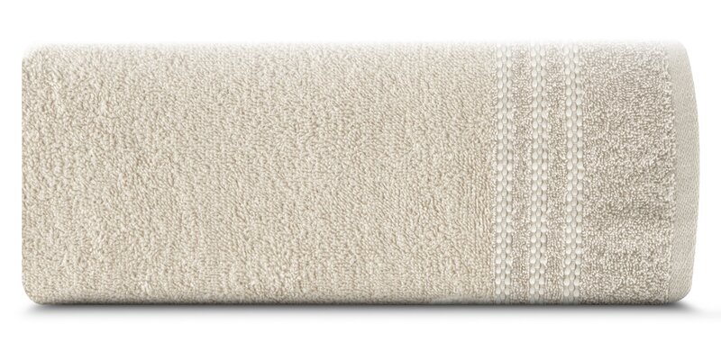Ręcznik kąpielowy 50X90 cm bawełniany kolor beżowy z ozdobną bordiurą 480 g/m2 SEBA – miękki i chłonny