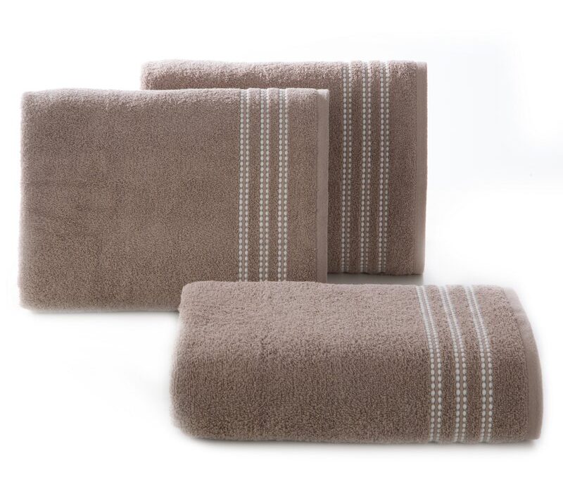 Ręcznik łazienkowy 30X50 cm bawełniany kolor brązowy z ozdobną bordiurą 480 g/m2 SEBA – miękki i chłonny