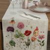 Obrus gobelinowy polne kwiaty szarobeżowy 40x100 cm – pięknie zdobi stół