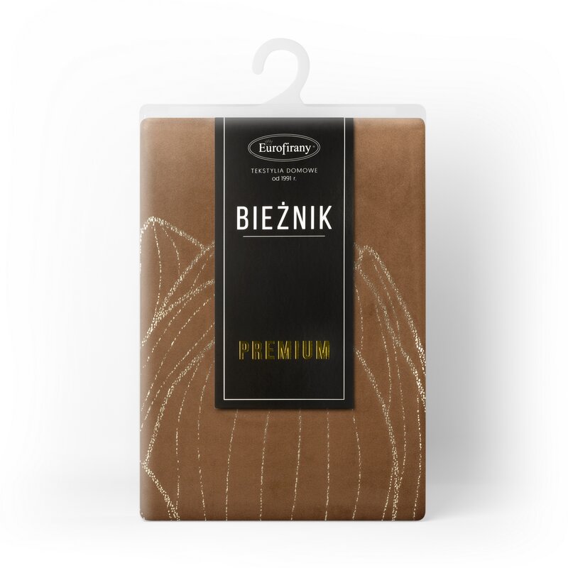 Obrus błyszczący brązowy 35 x 180 cm – doda ciepła wnętrzu