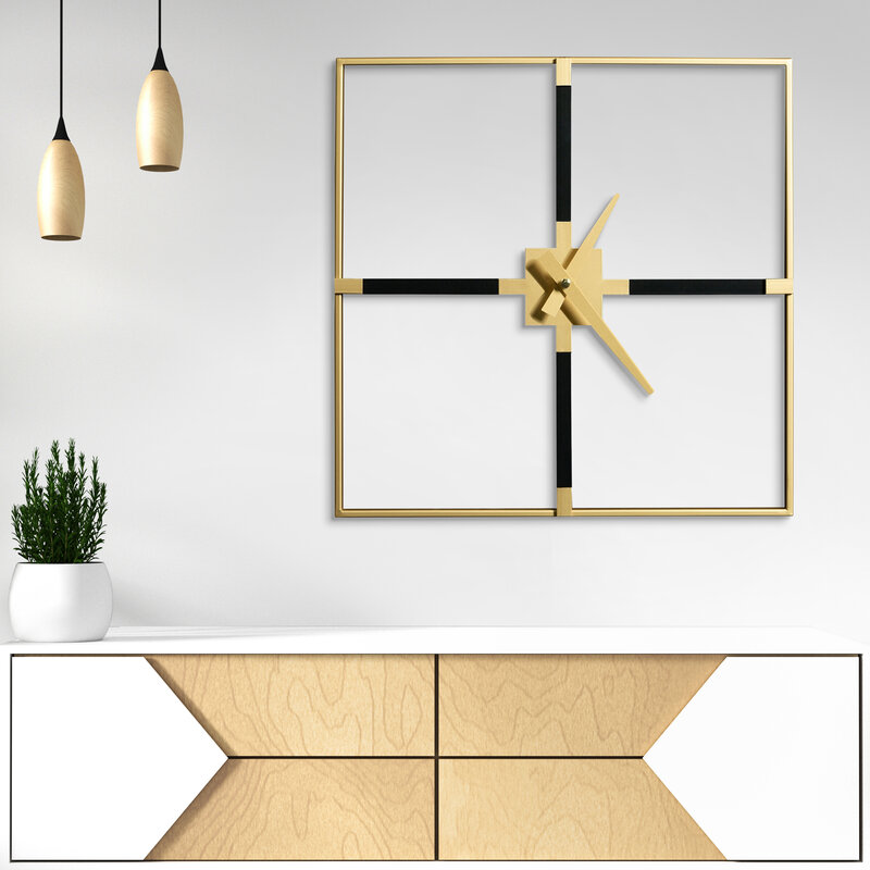 Zegar ścienny nowoczesny czarny 80 x 80 x 5 cm – stylowy akcent w salonie