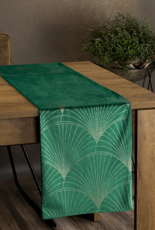 Obrus błyszczący Blink ciemnozielony 35 x 220 cm – dodaje elegancji