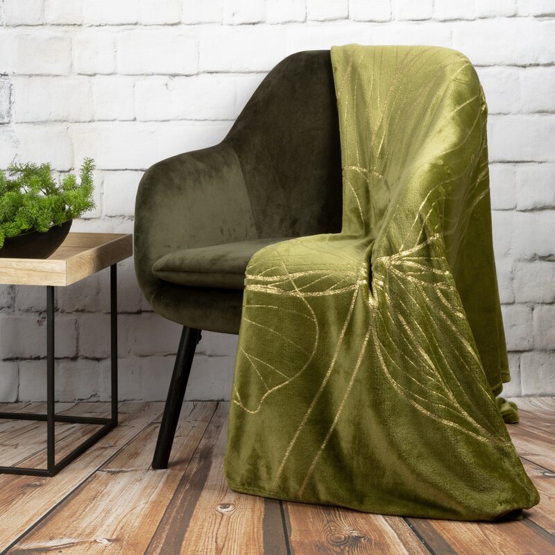 Koc flanelowy oliwkowy 150 x 200 cm – miękki i puszysty