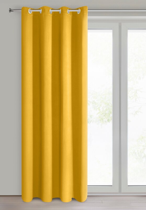 Zasłona gotowa musztardowa 140 x 250 cm – zaciemnia wnętrze