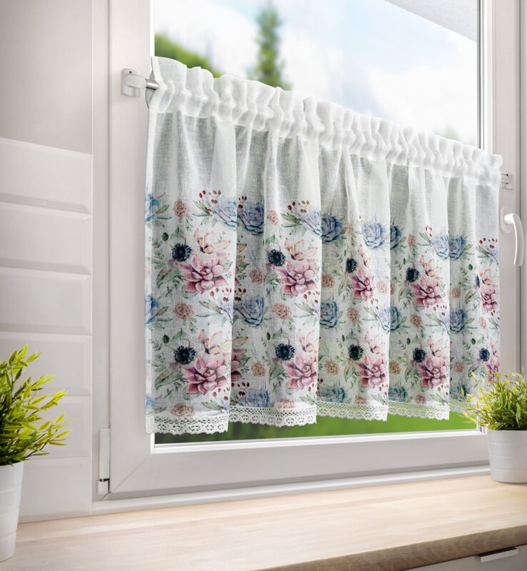 Firana gotowa DORA biała 150 x 60 cm – do kuchni i jadalni