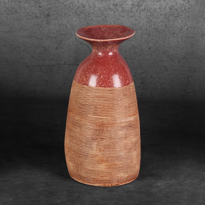 Wazon ceramiczny Elda czerwony O 17 x 31 cm – na susze i kwiaty