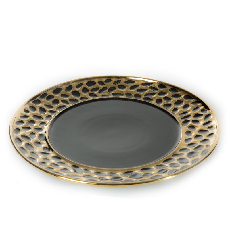 Patera ceramiczna Madlen czarna fi 30 x 2 cm – elegancka ozdoba