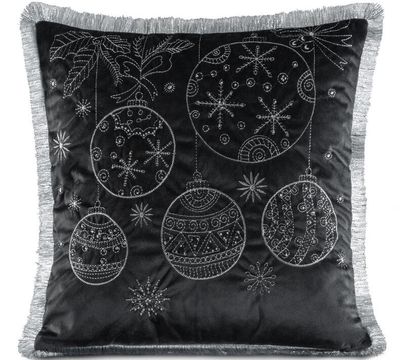 Poszewka świąteczna czarna 45 x 45 cm – dodaj uroku świętom