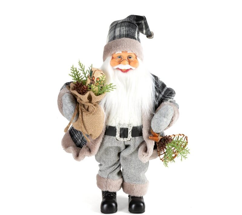 Figurka bożonarodzeniowa Mikołaj popielaty 27 x 12 x 40 cm – idealna dekoracja