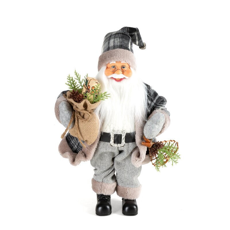 Figurka bożonarodzeniowa Mikołaj popielaty 27 x 12 x 40 cm – idealna dekoracja