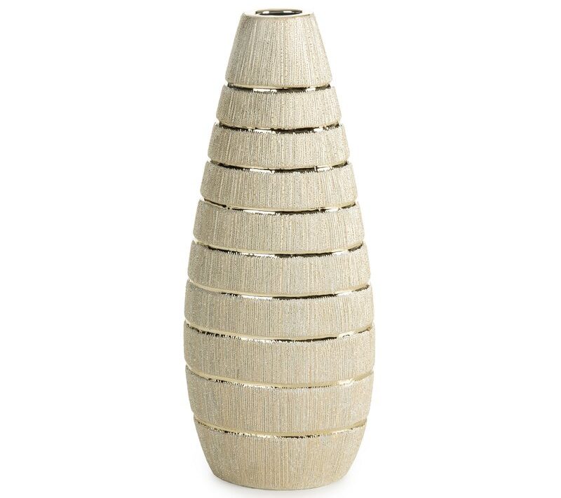 Wazon ceramiczny Melinda szampański fi 18 x 38 cm – na susze i kwiaty