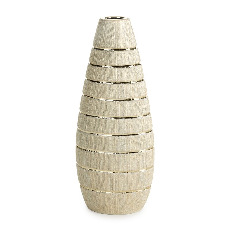 Wazon ceramiczny Melinda szampański fi 18 x 38 cm – na susze i kwiaty