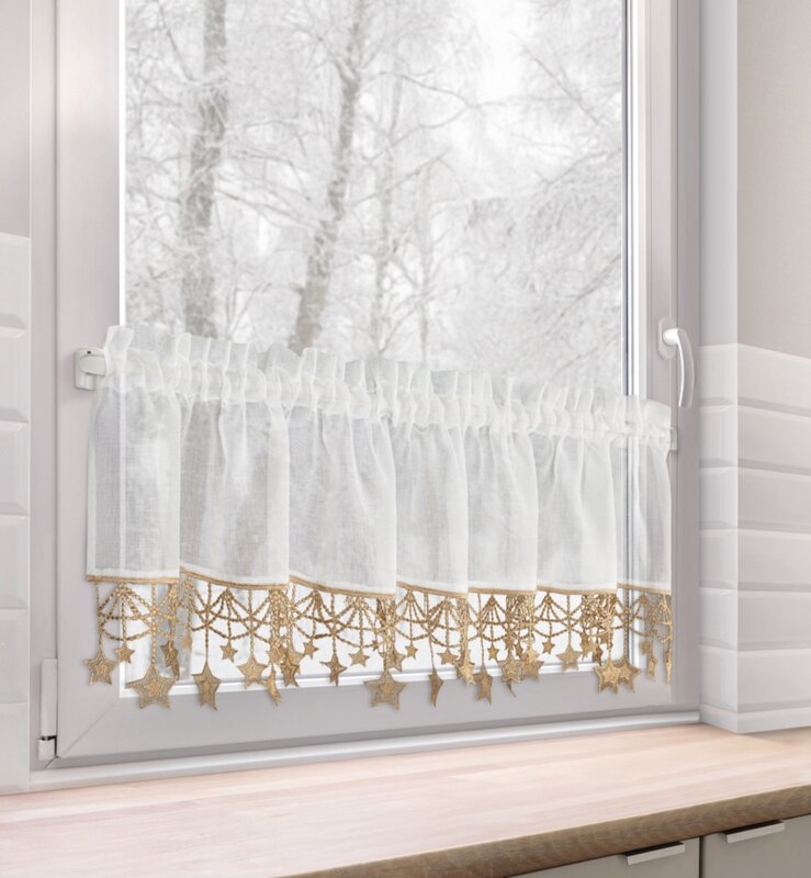 Zasłona świąteczna biała 150x30 cm – gotowa do zawieszenia