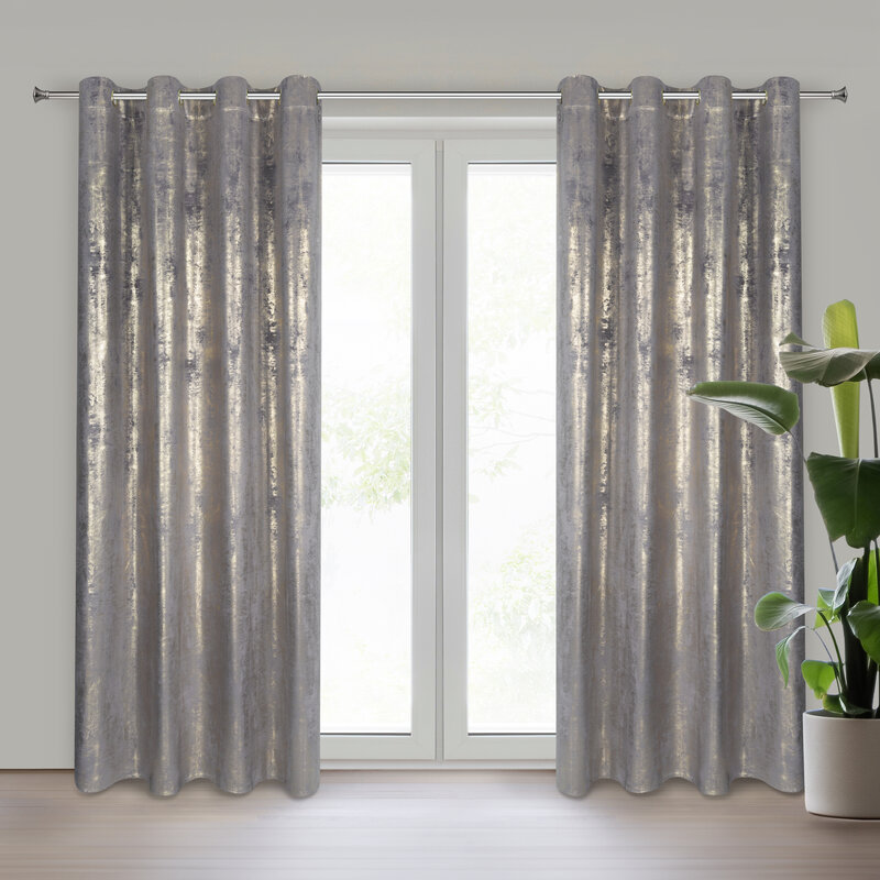 Zasłona gotowa Renia stalowa 140 x 250 cm – zaciemnia pomieszczenie
