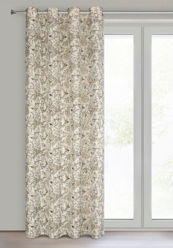 Zasłona gotowa Lucina naturalna 140 x 250 cm – z botanicznym wzorem