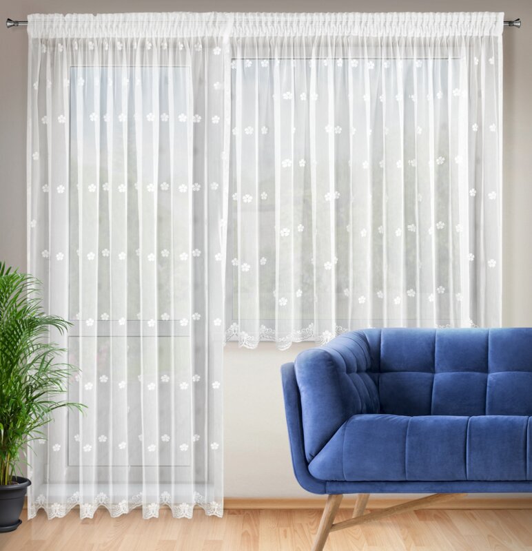Firana gotowa biała 400 x 160 cm – rozjaśnia wnętrze