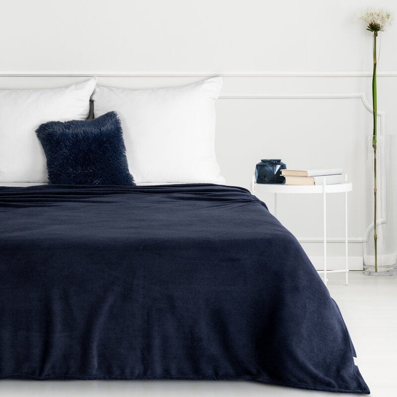 Koc flanelowy Simple1 granatowy 150 x 200 cm – miękki i aksamitny