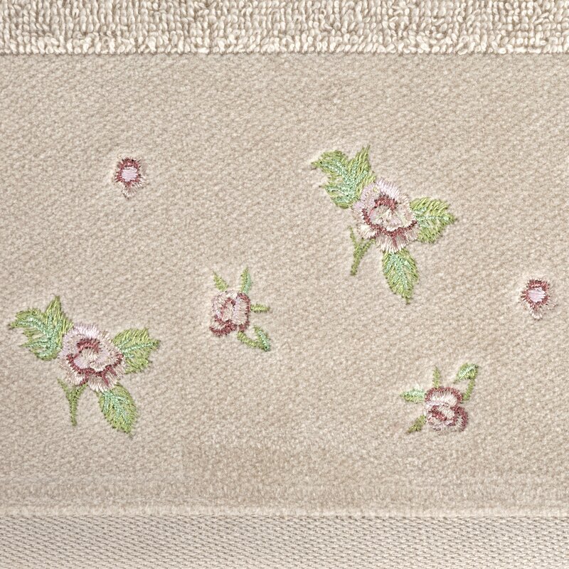 Ręcznik haftowany Dalia beżowy 70 X 140 cm – miękki i chłonny