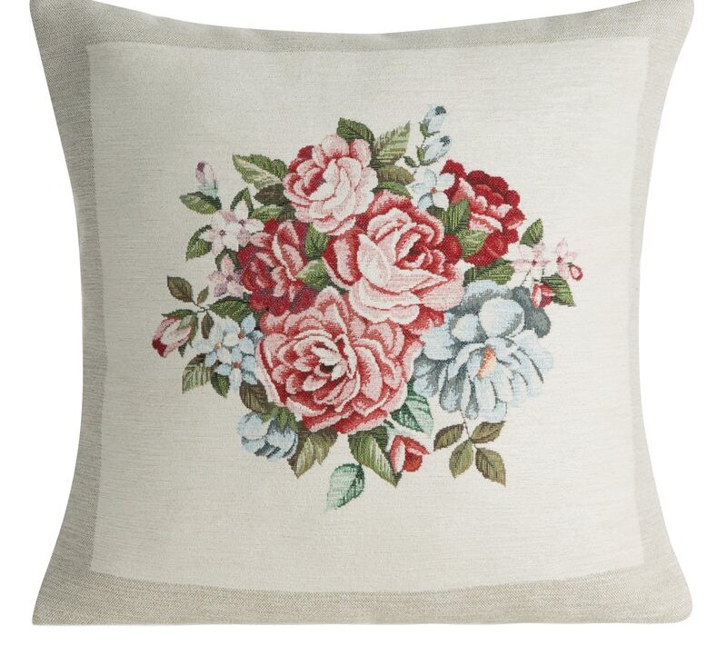 Poszewka gobelinowa kwiaty naturalna 45x45 cm – doda uroku wnętrzu