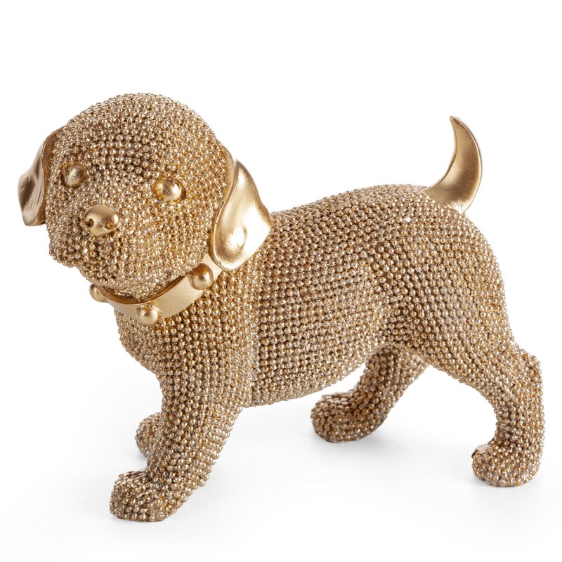 Figurka ceramiczna szczeniaczek złoty 16 x 9 x 13 cm – doda blasku wnętrzu