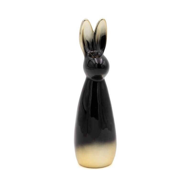 Figurka ceramiczna zając czarno-złota 6x6x22 cm – doda blasku aranżacjom