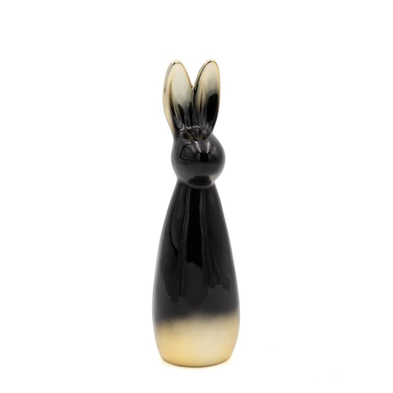 Figurka ceramiczna zając czarno-złota 6x6x22 cm – doda blasku aranżacjom