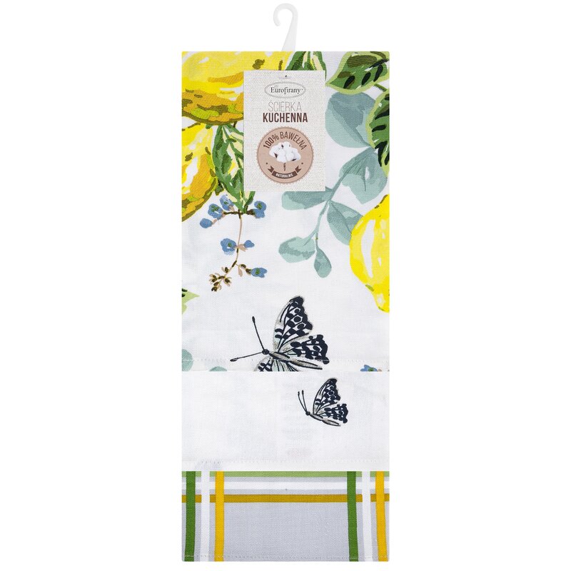 Komplet ściereczek kuchennych 3szt 50x75 cm bawełniany kolor naturalny, żółty 200 g/m2 LEMON – wniesie świeżość